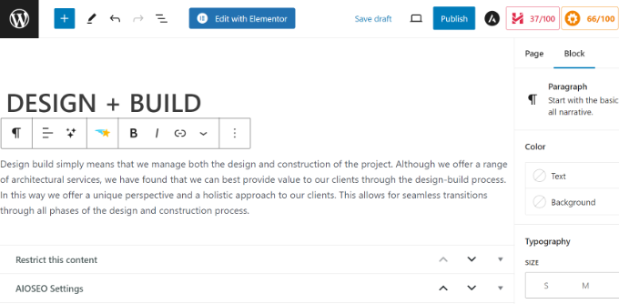 Enter business profile text in content editor Enter business profile text in content editor