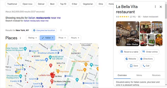 Local search results example Local search results example