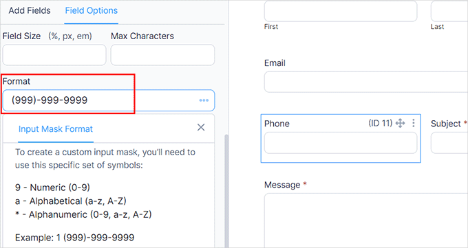 Add hone number format Add hone number format