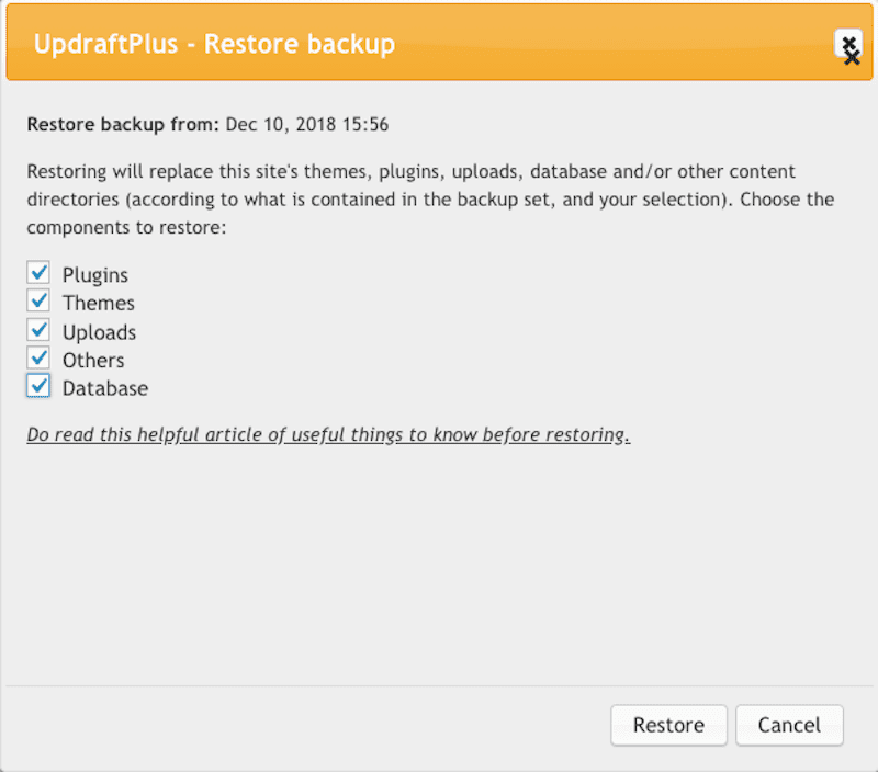 Restore the Backup