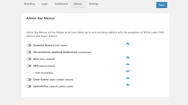 White Label CMS Delete Menus
