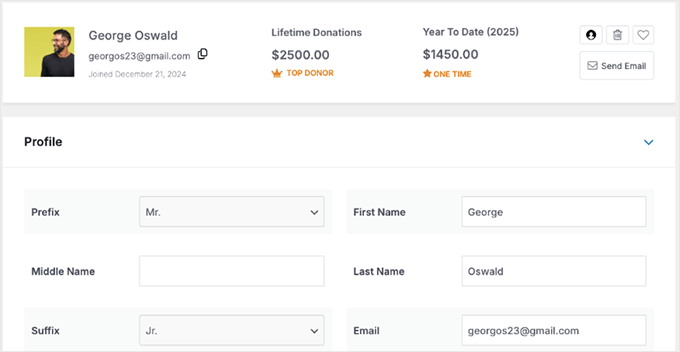 Charitable donor profile Charitable donor profile