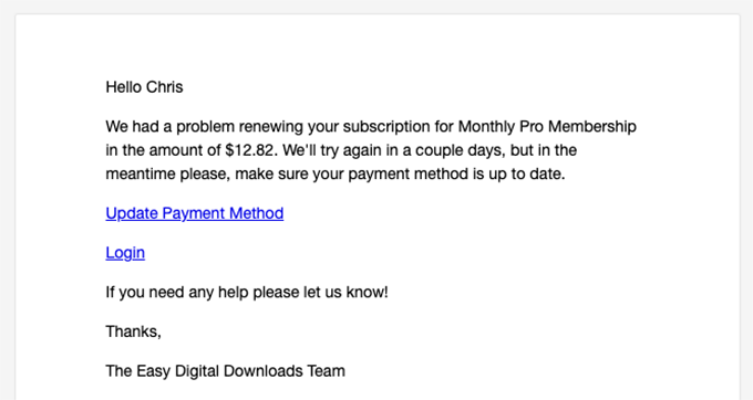 EDD update payment method email EDD update payment method email