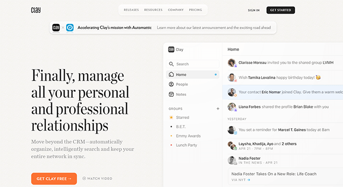 Clay website Clay website