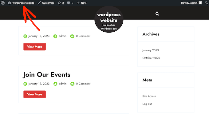 The WordPress admin bar The WordPress admin bar
