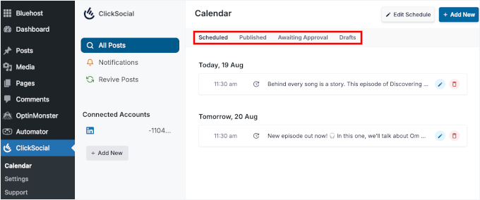 ClickSocial's post calendar ClickSocial's post calendar