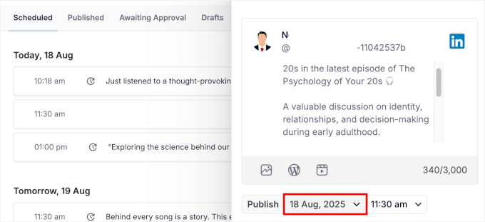 Customizing publishing date and time Customizing publishing date and time