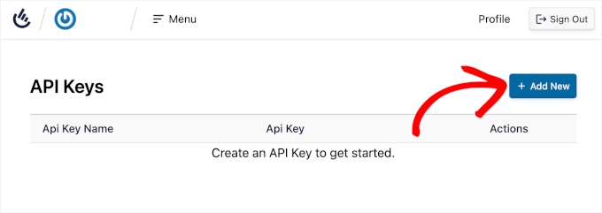 Adding a new API key Adding a new API key