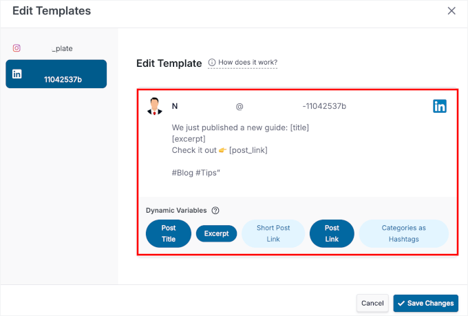 Editing automated post template Editing automated post template