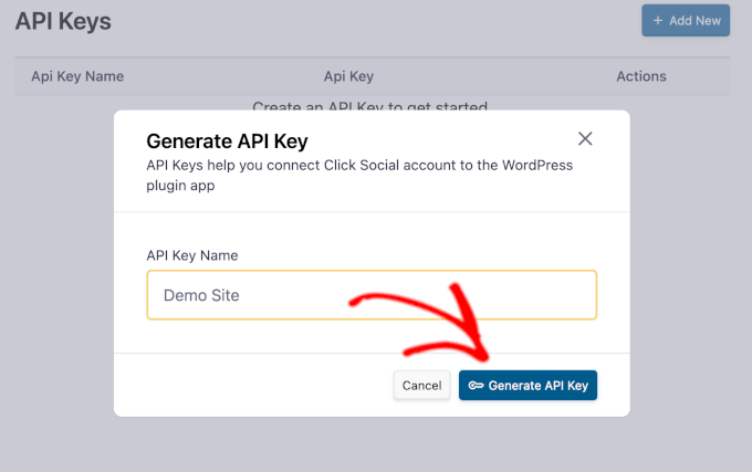 Naming the API key Naming the API key