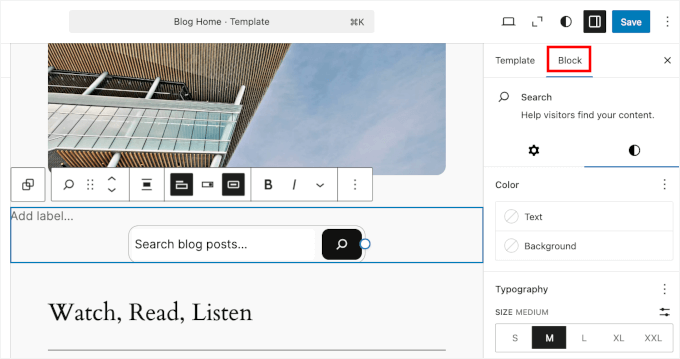 Customizing the Search block in FSE
