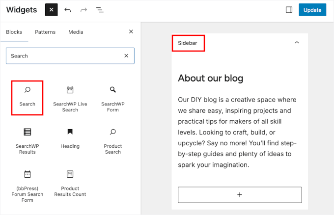 Search widget