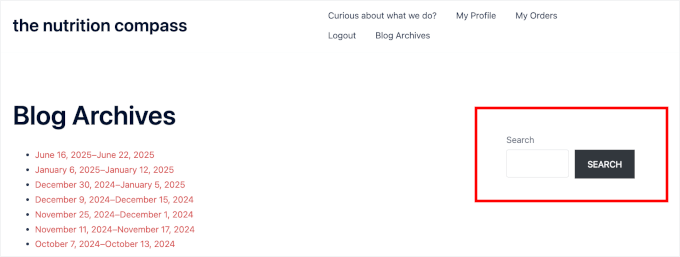 Previewing the archive search