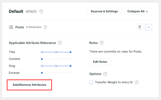 Add/Remove attributes in SearchWP