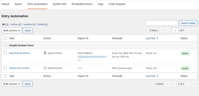 Form entry automation dashboard