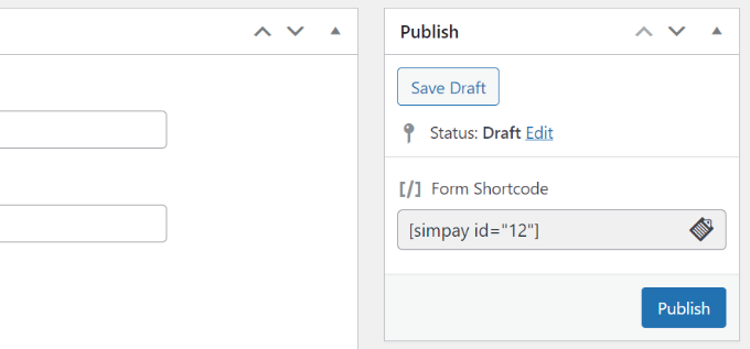 Publish the payment form Publish the payment form