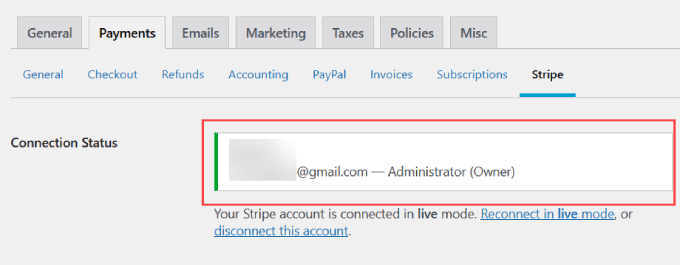 Connection status Connection status