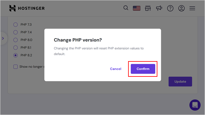 Confirming a PHP version update in WordPress Confirming a PHP version update in WordPress