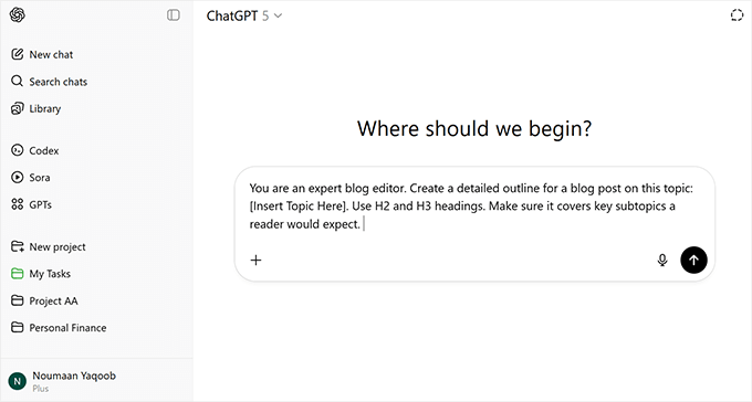 ChatGPT user interface ChatGPT user interface