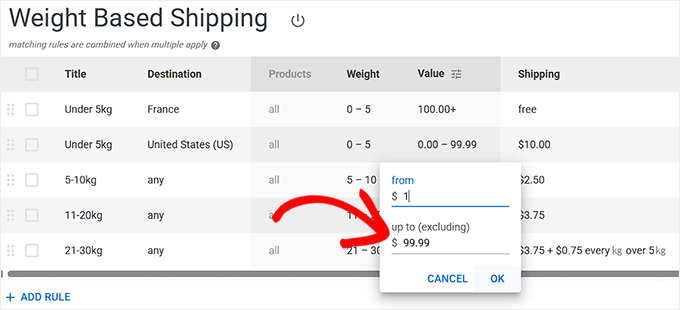 Configure the value field