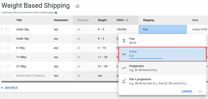 Add a shipping price
