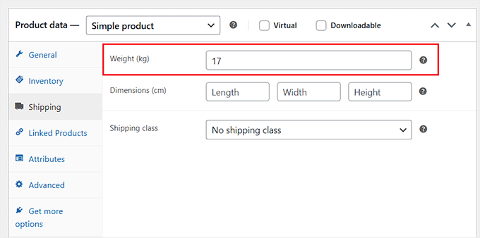 Add product weight