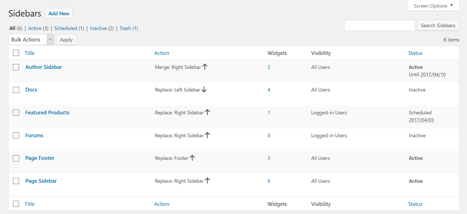 Content Aware Sidebars plugin