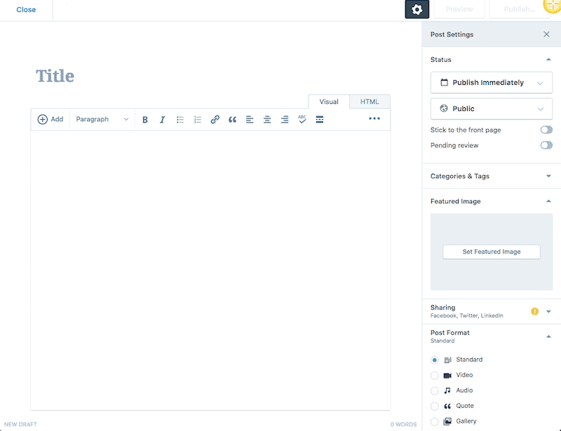 blog post interface