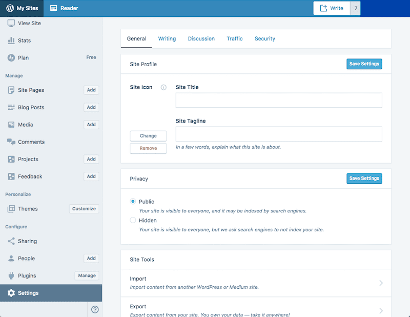 Settings Menu