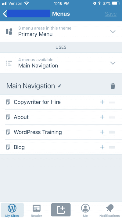 Mobile menus