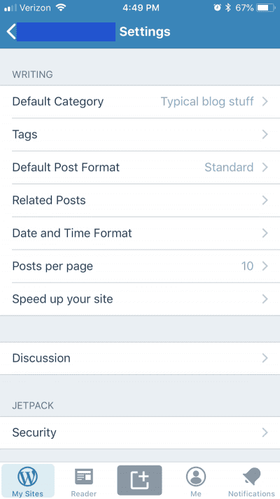 mobile settings