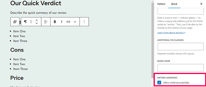 Allow instance overrides Allow instance overrides