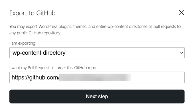 Choosing which GitHub public repository to target in WordPress Playground