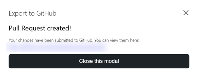 New Pull Request link in WordPress Playground