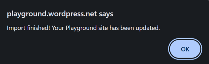 Successfully importing a GitHub repository or path into WordPress Playground