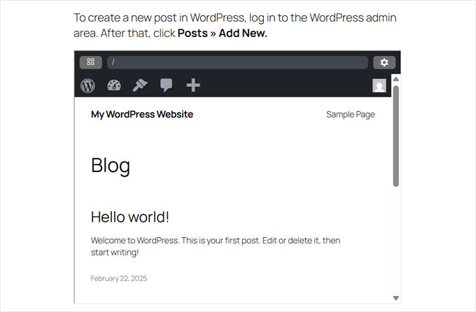 An example of an embedded WordPress Playground when aligned