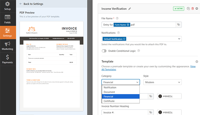 Customizing PDF template Customizing PDF template