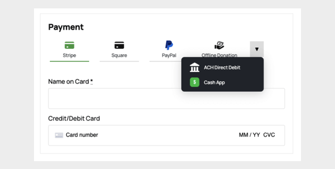 Charitable new payments UI Charitable new payments UI