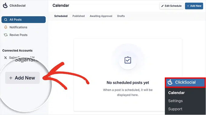 ClickSocial add new account ClickSocial add new account