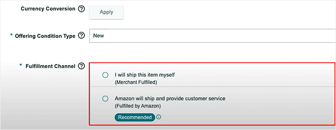 Configure fulfillment channel details 