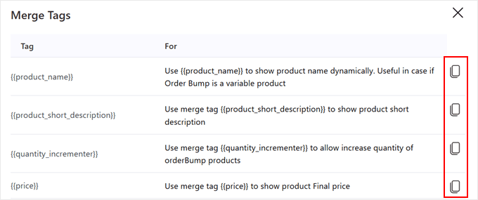 Copying FunnelKit's order bump merge tags