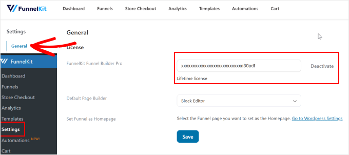 Activating FunnelKit license