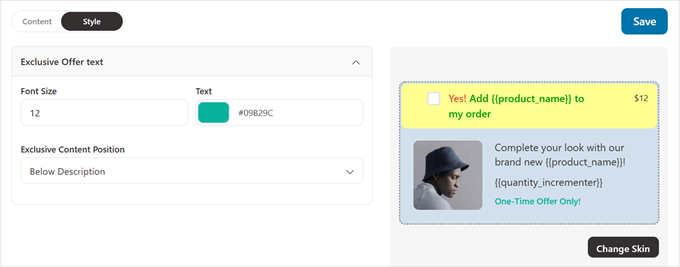 Customizing the FunnelKit order bump exclusive offer text