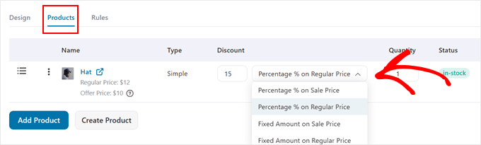Setting the order bump discount in FunnelKit