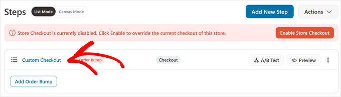 Editing a checkout funnel in FunnelKit