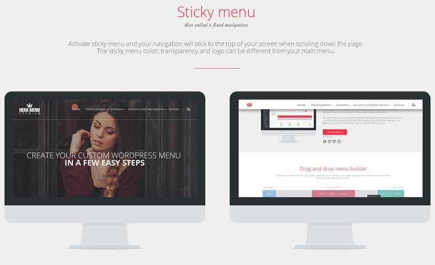 sticky hero menu