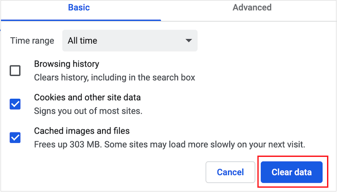 Emptying the Chrome cache Emptying the Chrome cache