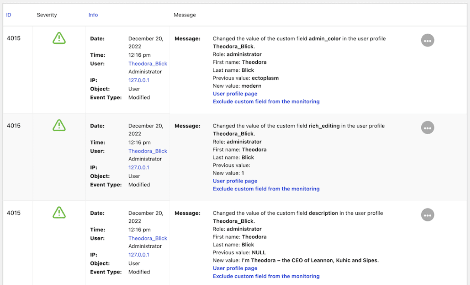 Viewing WordPress user logins within WP Activity Log.