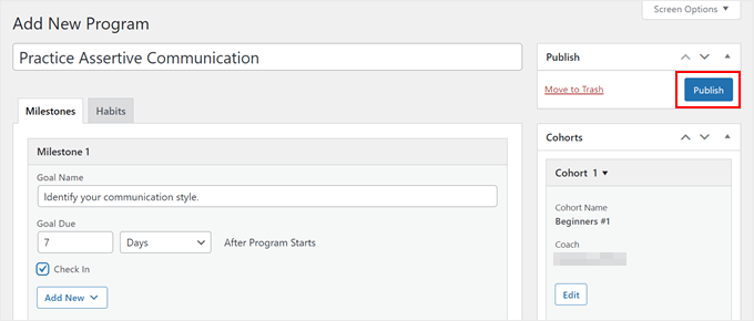 Publishing a new coaching program with MemberPress Publishing a new coaching program with MemberPress