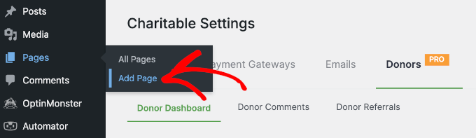Add new page for Donor Dashboard Add new page for Donor Dashboard